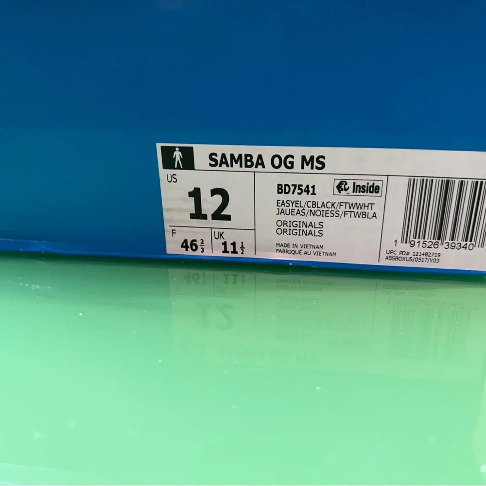 NWT Adidas Samba OG MS in pale Yellow and Black - Picture 5 of 5